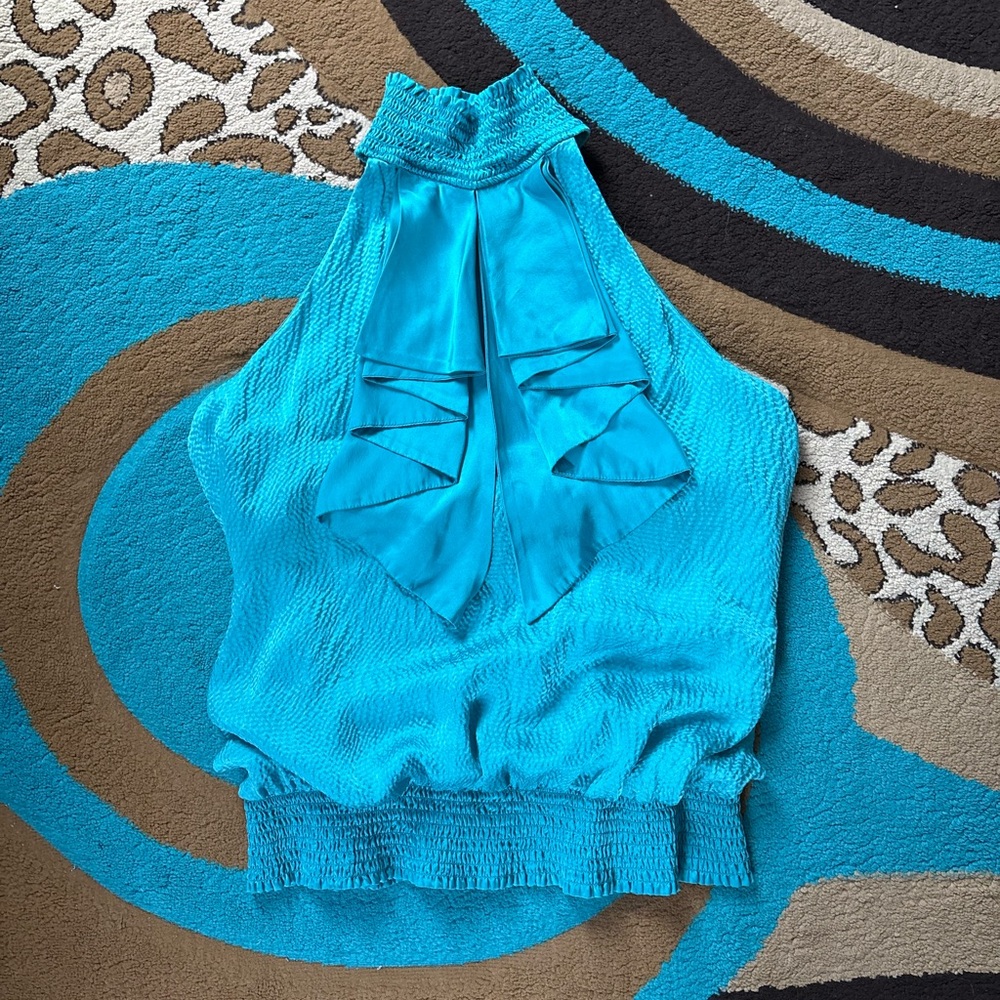 bebe Vibrant Blue Halter Blouse
